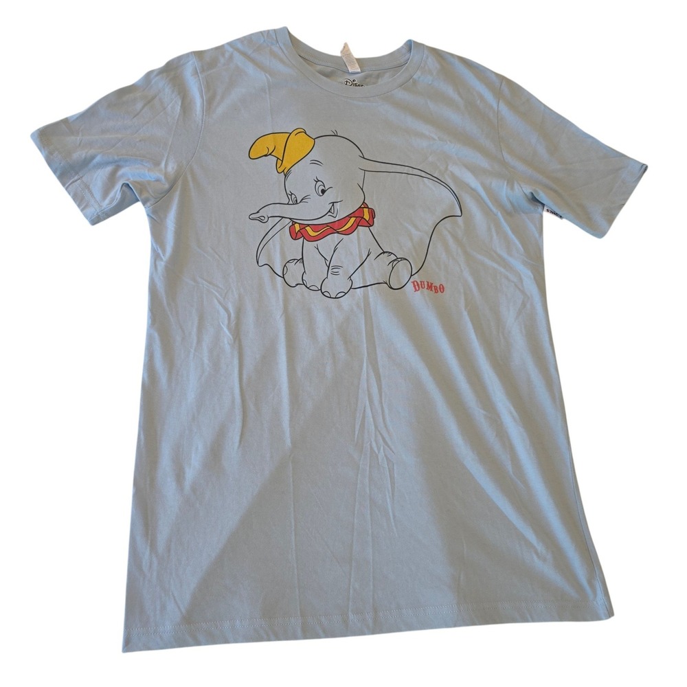 Disney‎ Womens Dumbo Graphic T-Shirt Light Blue Cotton Large